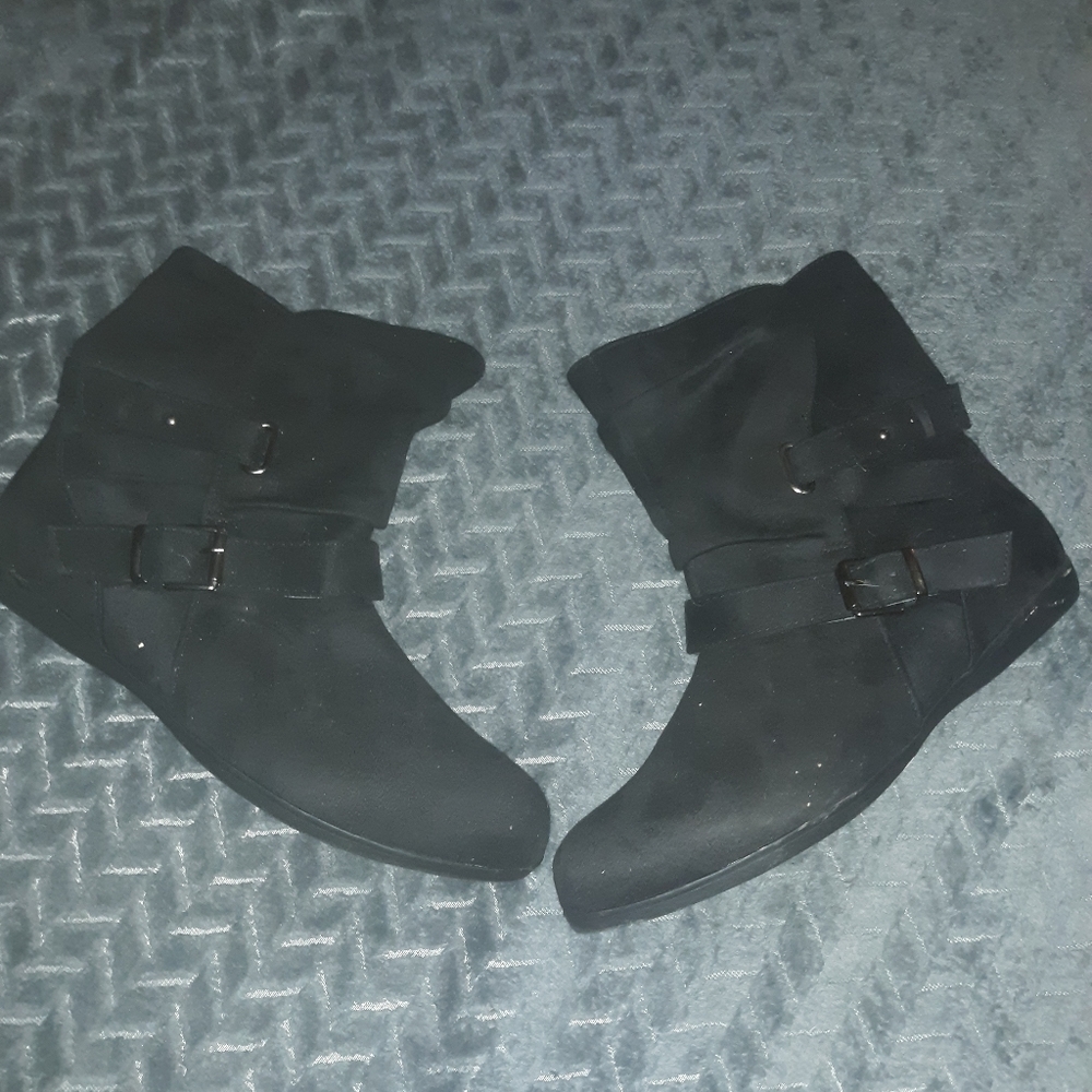 Black buckled ankle booties